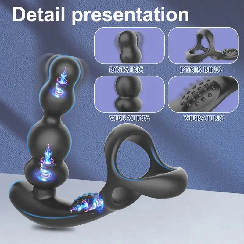 10 Vibration Modes 360° Rotation Thrusting Anal Vibrator with Remote Control