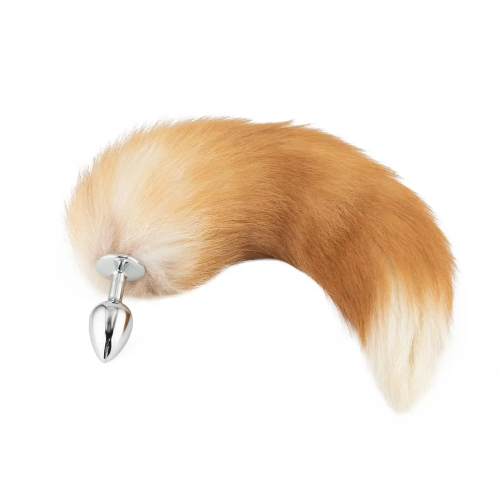 16 - 17 Light Brown Fox Tail Metal Butt Plug