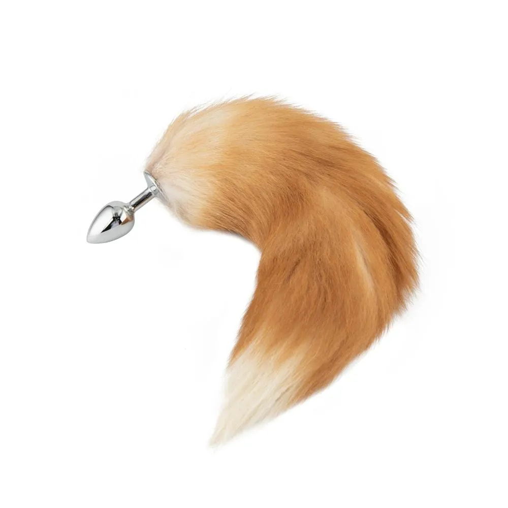 16 - 17 Light Brown Fox Tail Metal Butt Plug