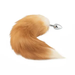 16 - 17 Light Brown Fox Tail Metal Butt Plug