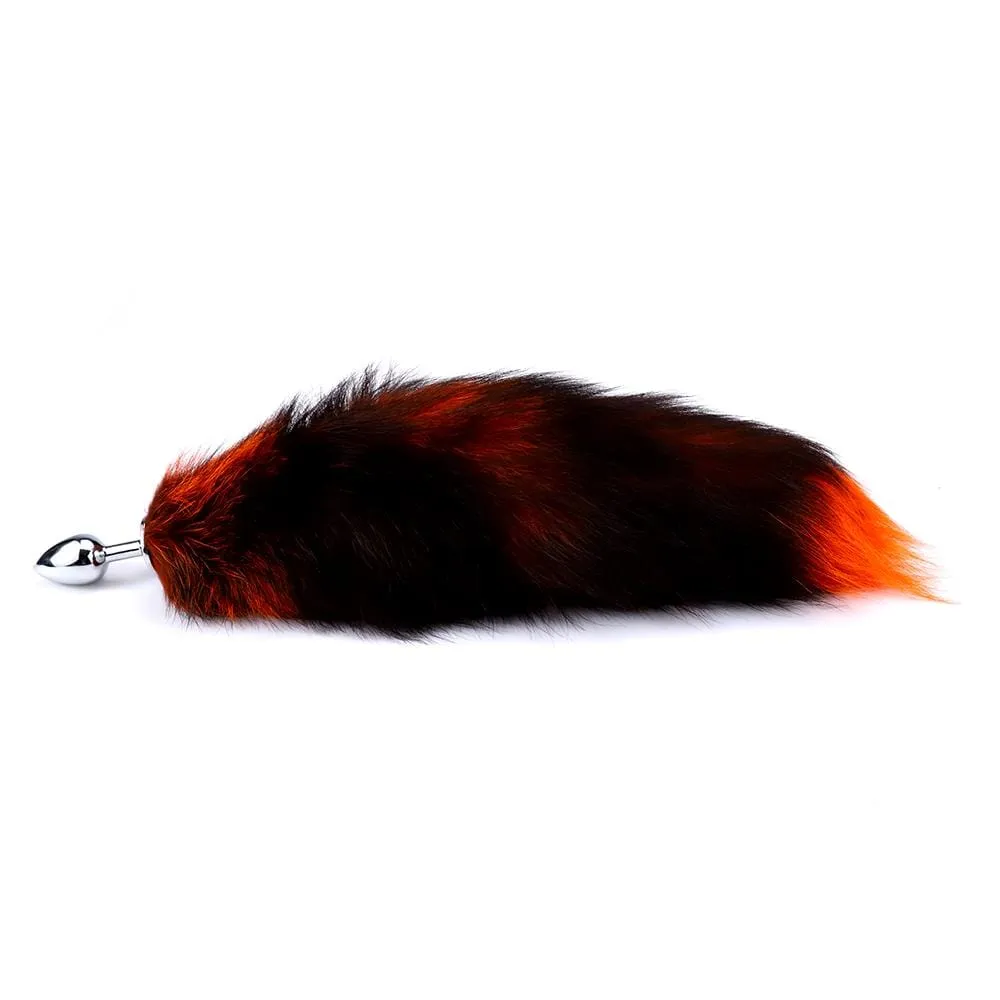 16 Black with Orange Fox Tail Metal Plug