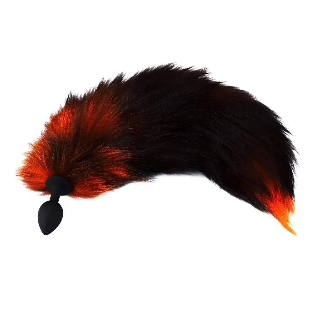 16 Black with Orange Fox Tail Metal Plug