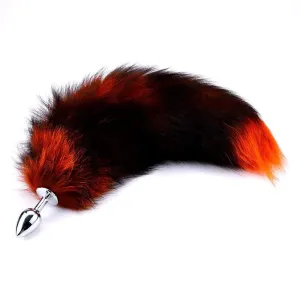 16 Black with Orange Fox Tail Metal Plug