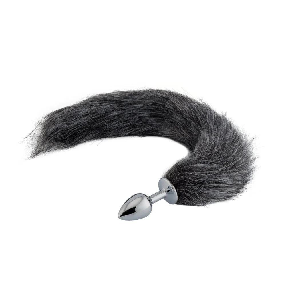 18 Dark Grey Fox Tail Plug