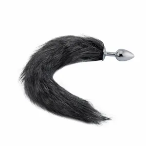 18 Dark Grey Fox Tail Plug