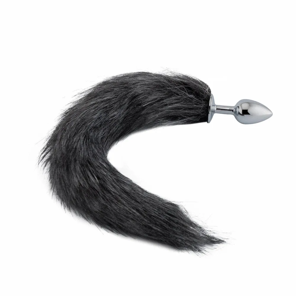 18 Dark Grey Fox Tail Plug