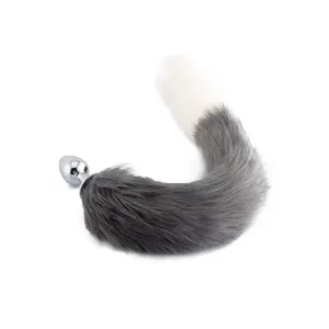 18 Grey with White Fox Tail Plug