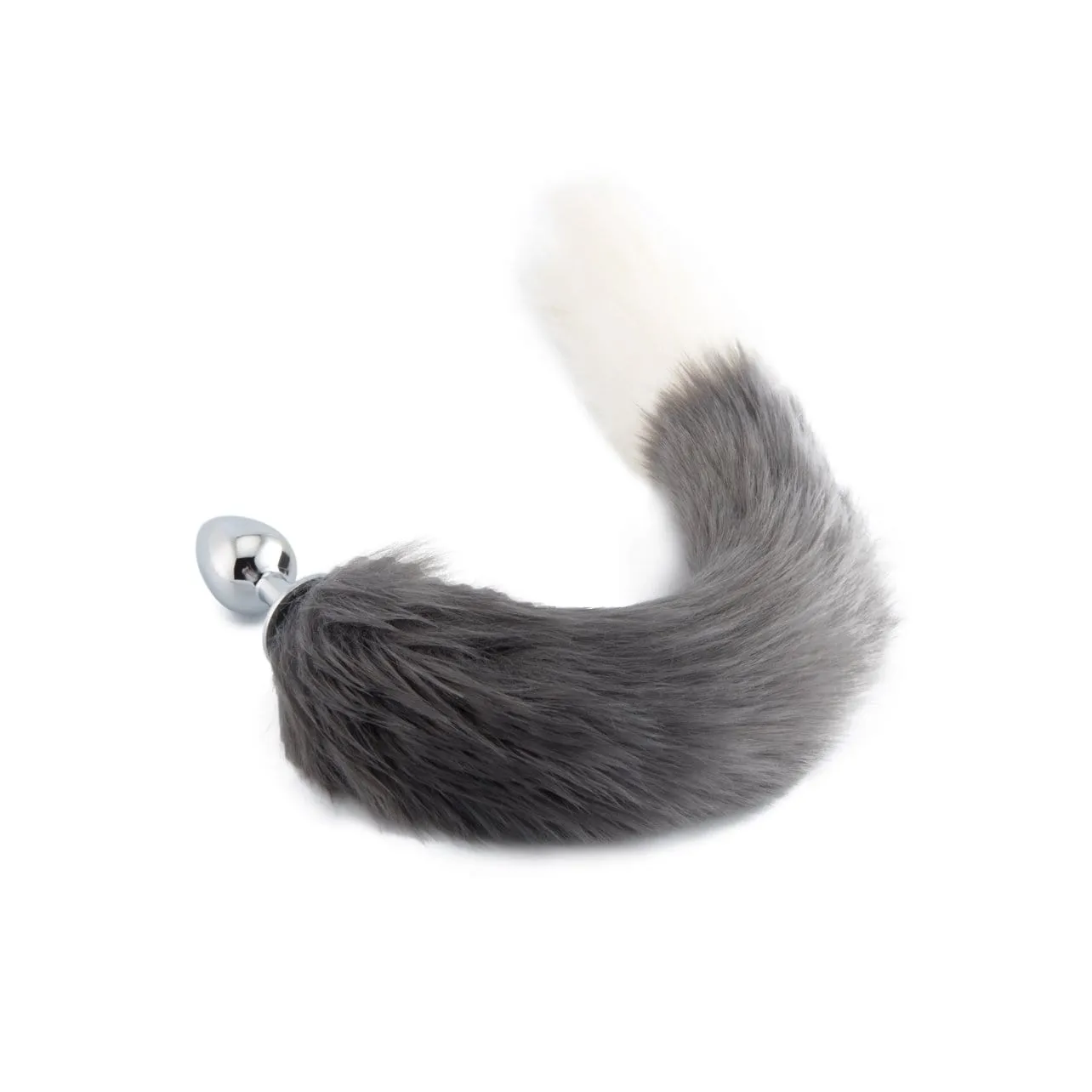 18 Grey with White Fox Tail Plug