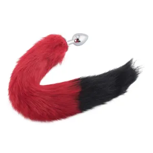 18 Red with Black Tip Fox Tail Plug