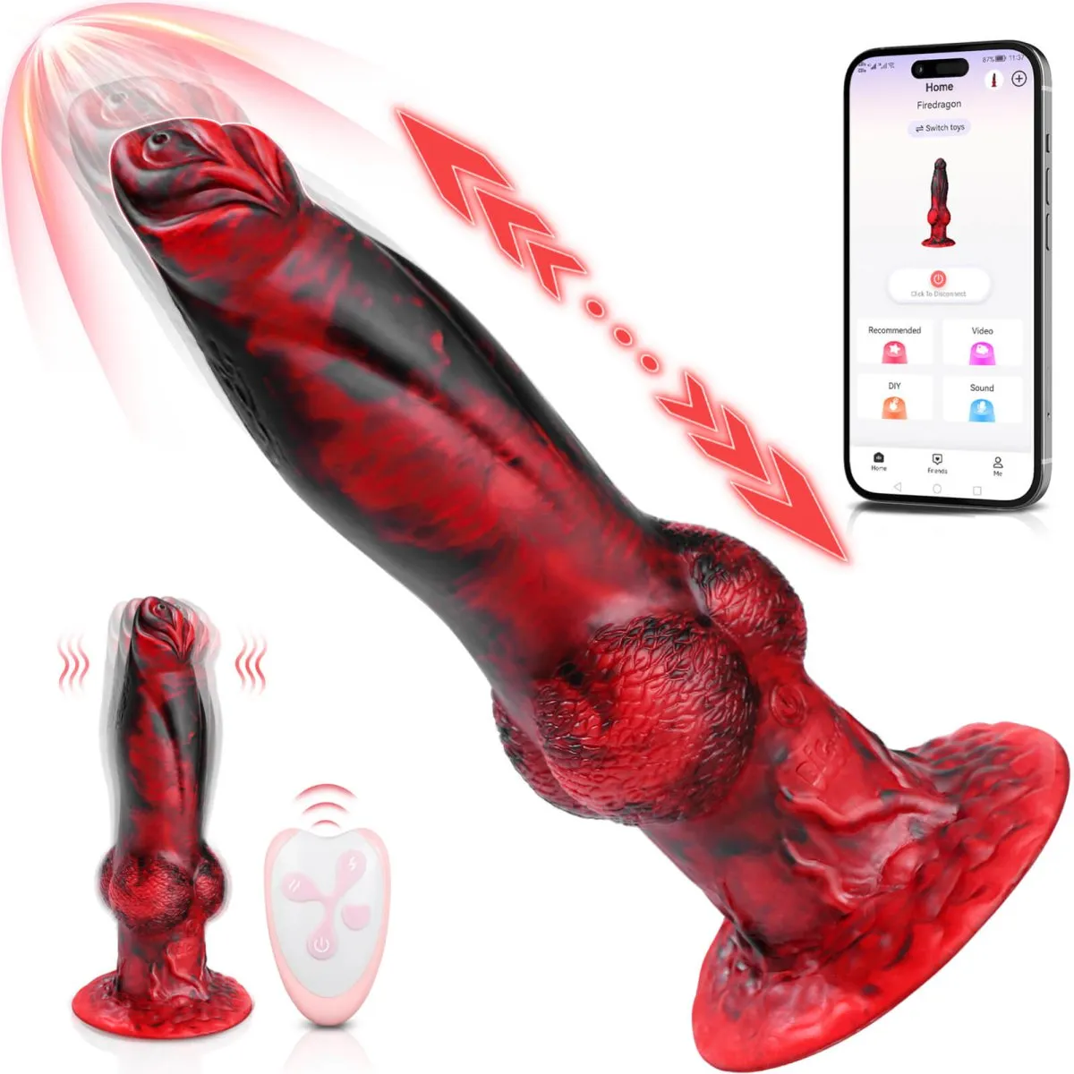 2 in 1 8.7in Thrusting & Vibrating Silicone MonsterDildo-App Control