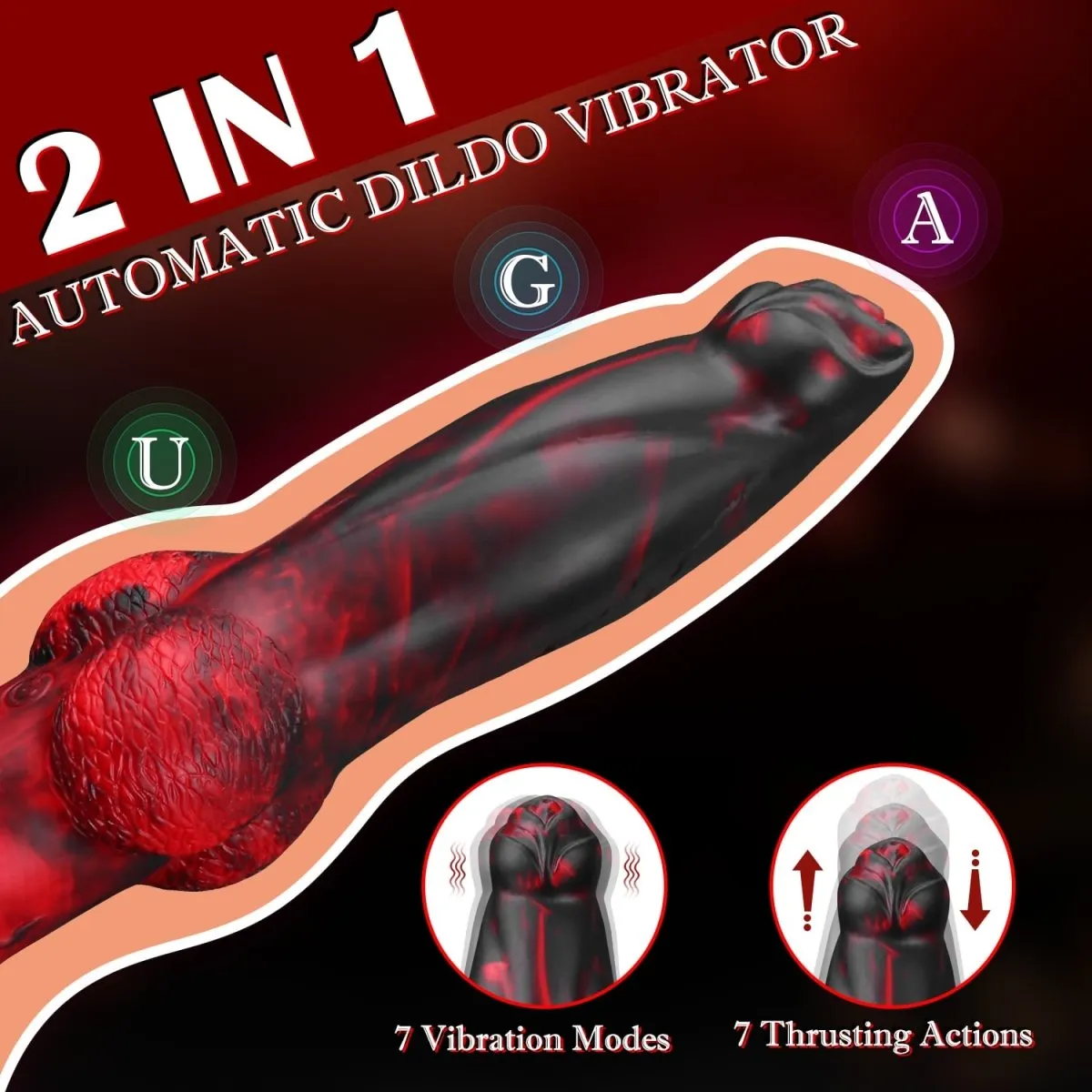 2 in 1 8.7in Thrusting & Vibrating Silicone MonsterDildo-App Control