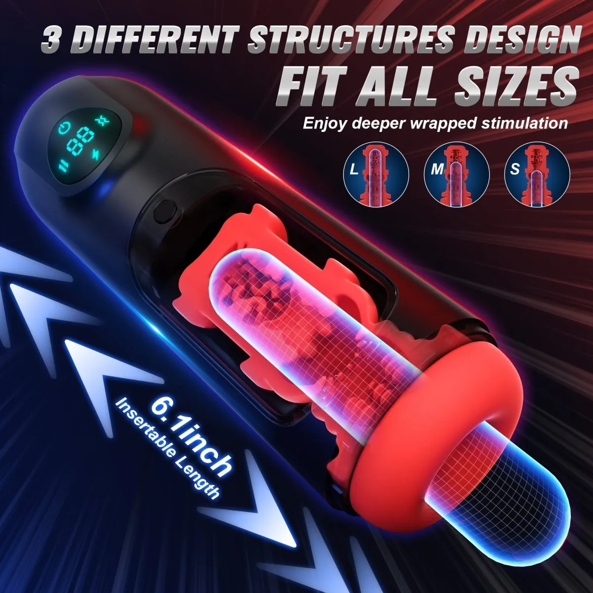 2024 Vibrating and Thrusting Modes Men Masturbators with LCD Display