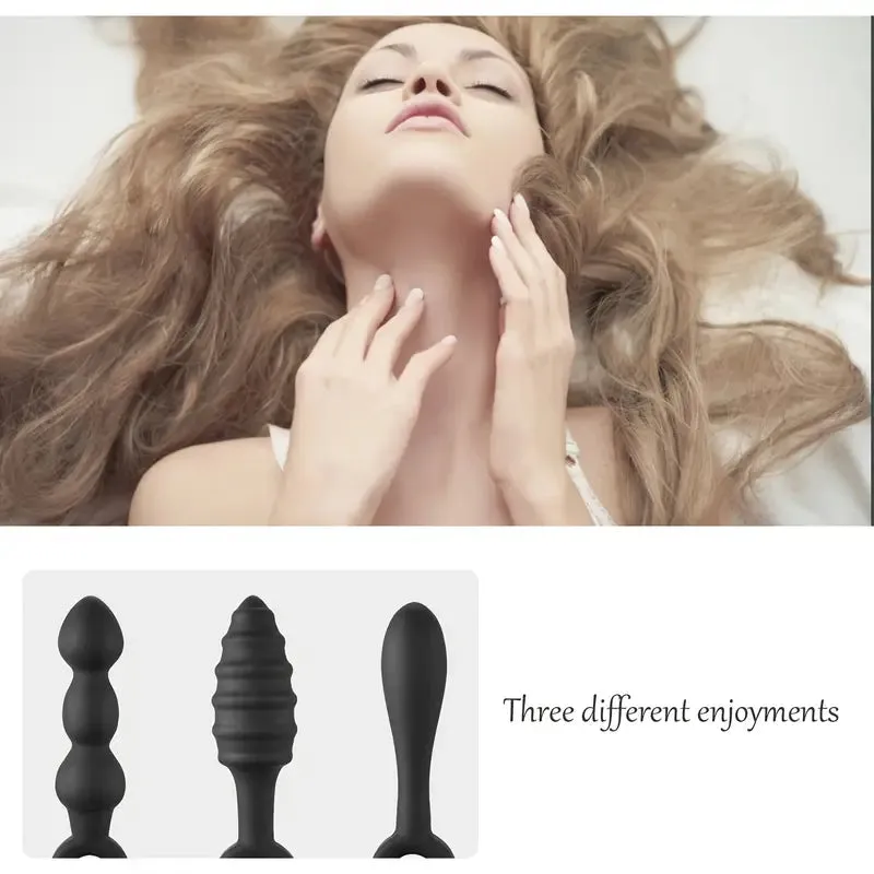 3 In 1 Butt Plug Training Set Tapered Designs For Easy Insertion Silicone