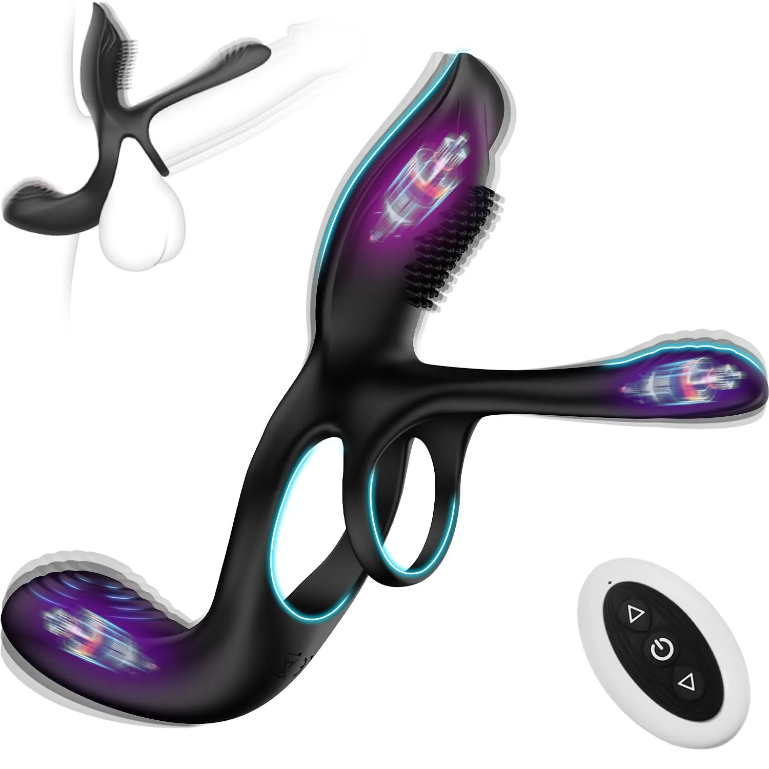 3 Way Lover Vibrating Cock Ring | 2 Motors | Clitoral & Anal Massager | Extra Girth