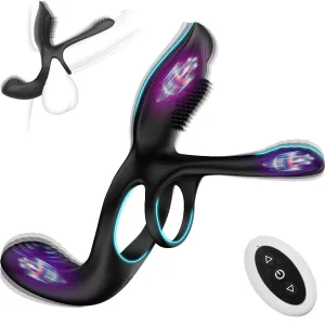 3 Way Lover Vibrating Cock Ring | 2 Motors | Clitoral & Anal Massager | Extra Girth