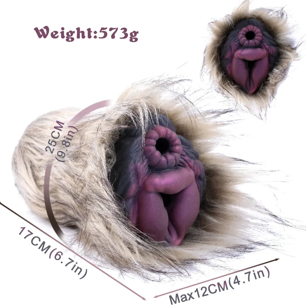 Animal Fur Pocket Pussy Male Masturbator - Silicone Dual Vaginas Penis Massage Sex Toy for Men