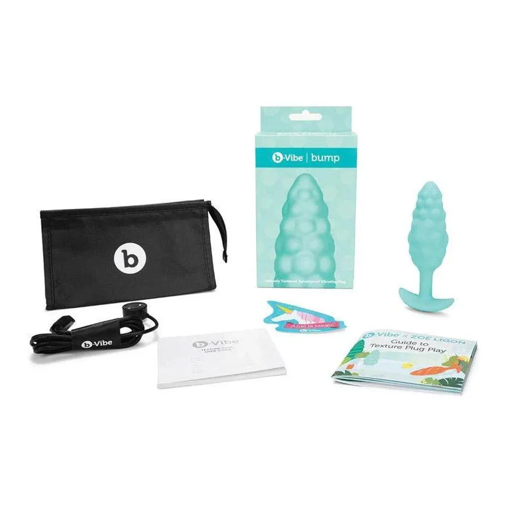 b-Vibe Texture Butt Plug Bump. Aqua. Small