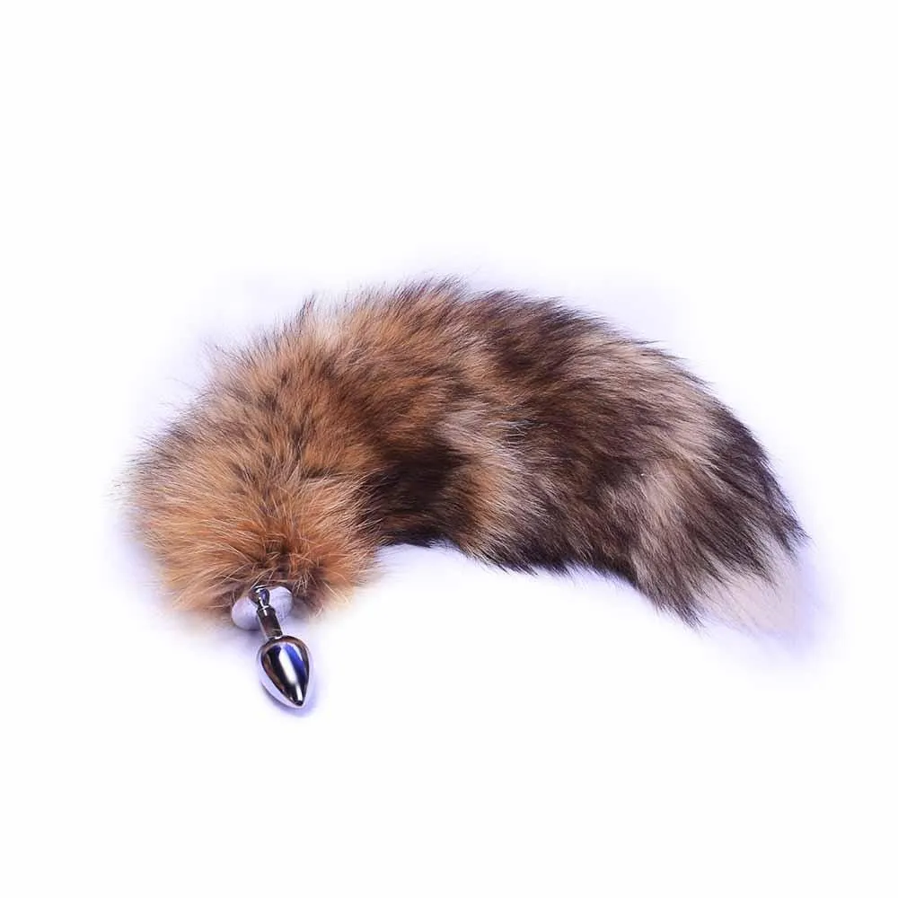 Brown Fox Tail Butt Plug Metal. 3 Sizes