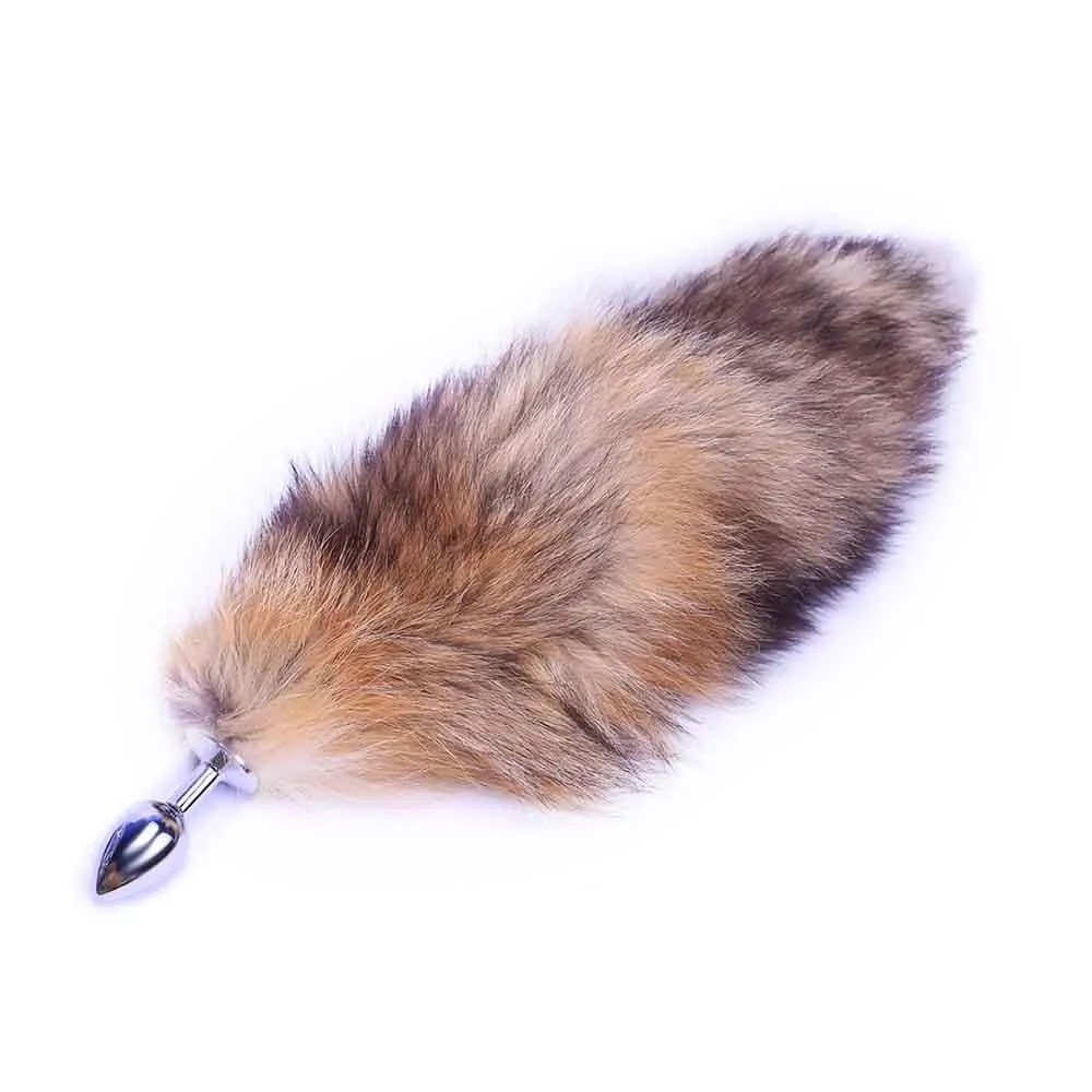 Brown Fox Tail Butt Plug Metal. 3 Sizes