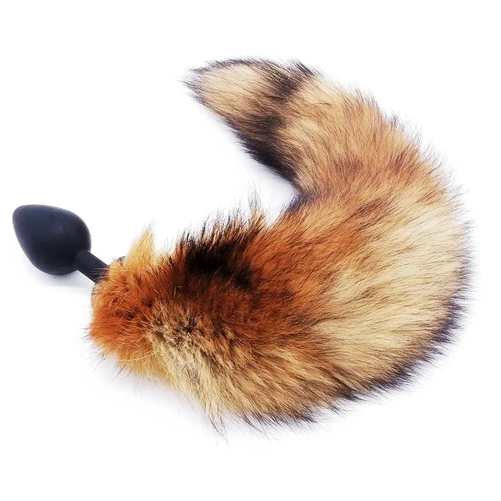 Brown Fox Tail Butt Plug Metal. 3 Sizes