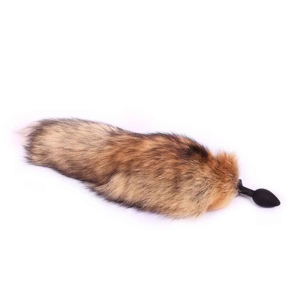 Brown Fox Tail Butt Plug Metal. 3 Sizes
