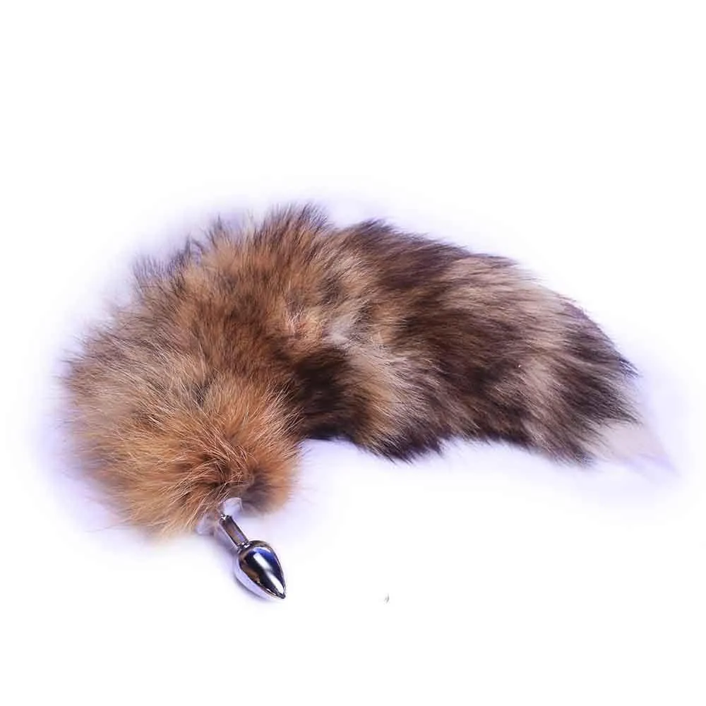 Brown Fox Tail Butt Plug Metal. 3 Sizes