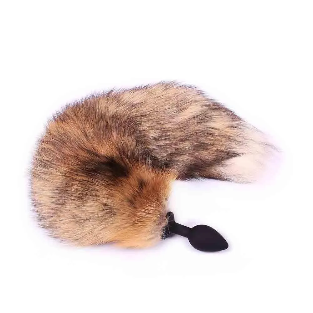 Brown Fox Tail Butt Plug Metal. 3 Sizes