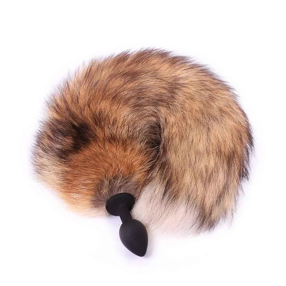 Brown Fox Tail Butt Plug Metal. 3 Sizes