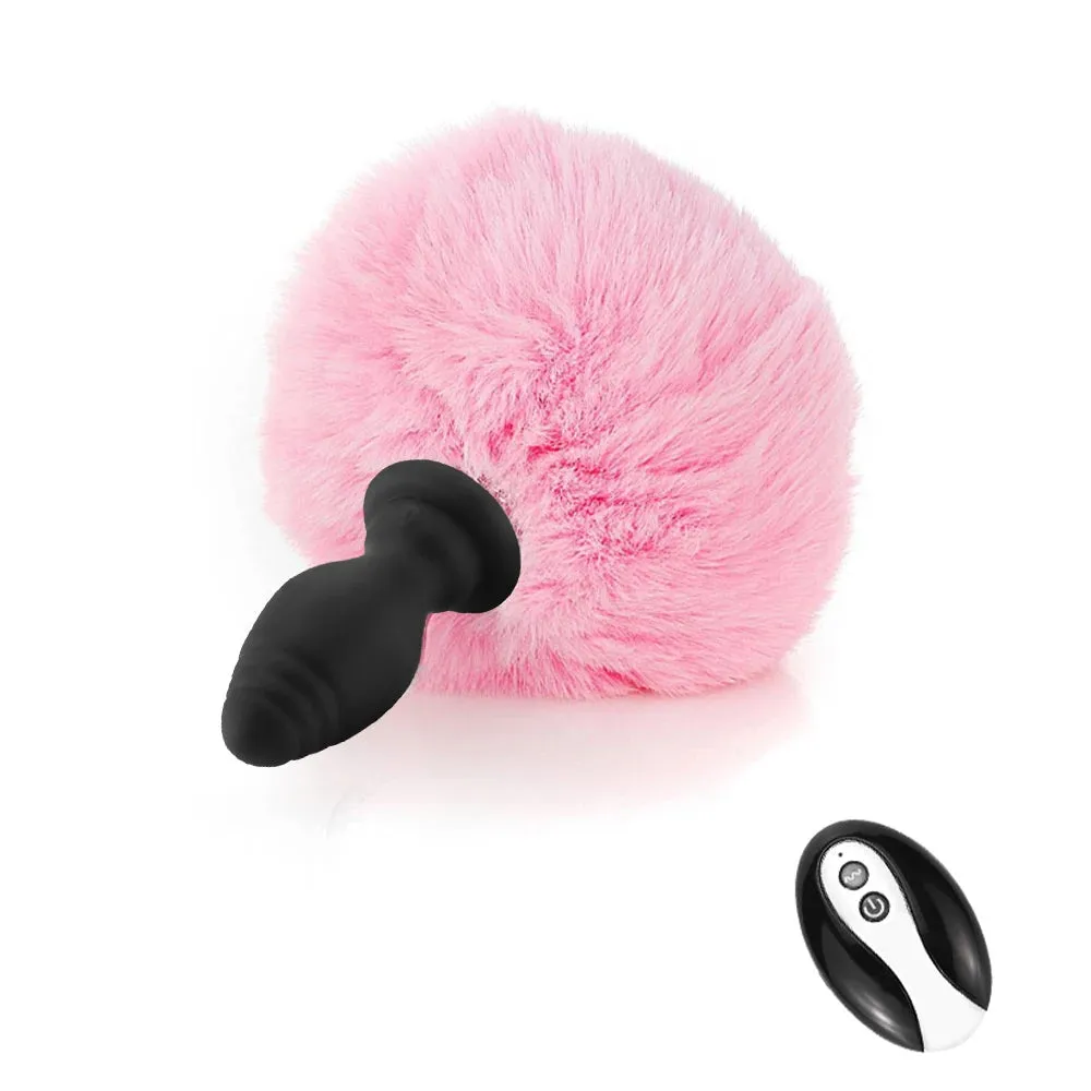 Bunny Tail Butt Plug - Remote Control Fluffy Plush Vibrating Butt Plug Erotic Girl Cosplay
