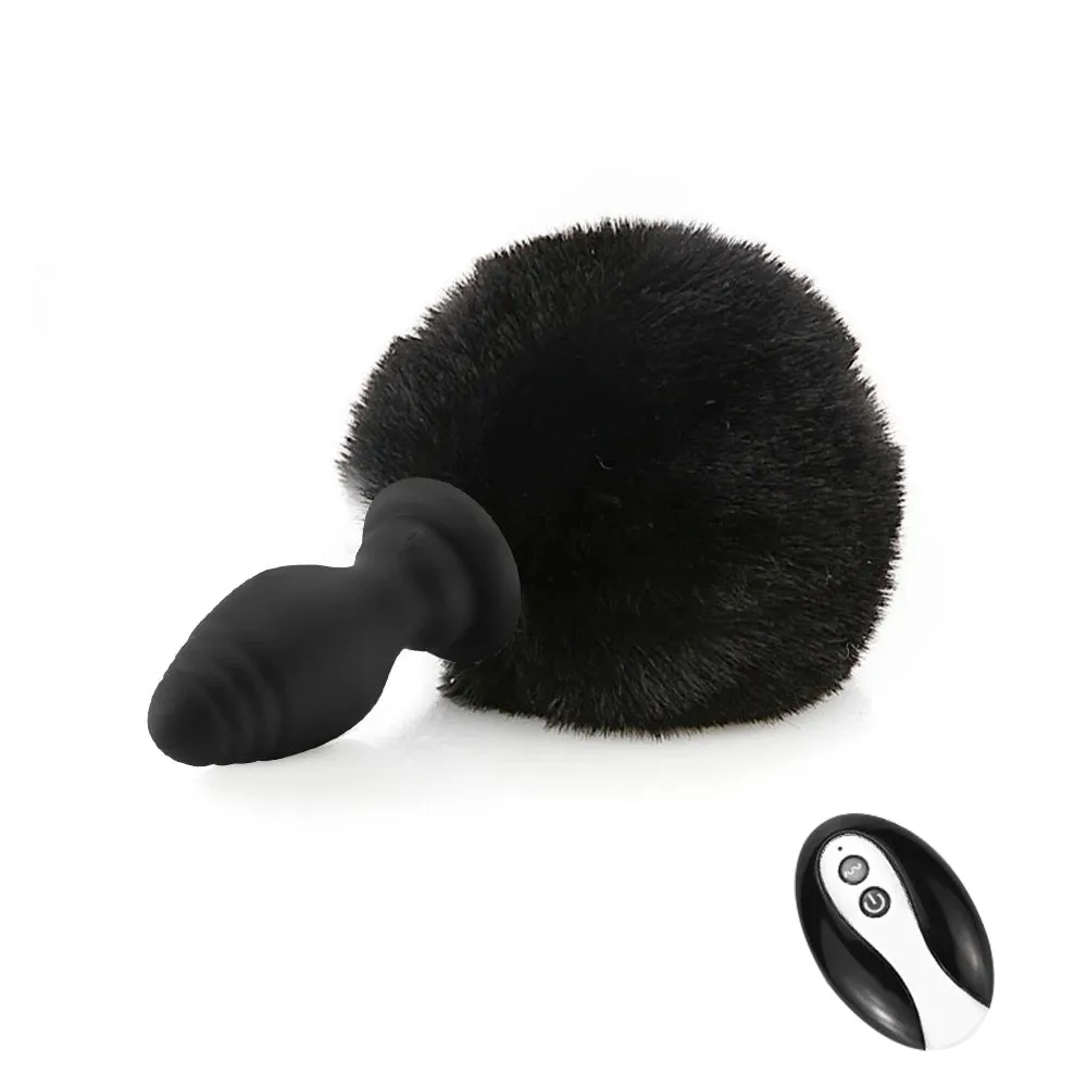 Bunny Tail Butt Plug - Remote Control Fluffy Plush Vibrating Butt Plug Erotic Girl Cosplay