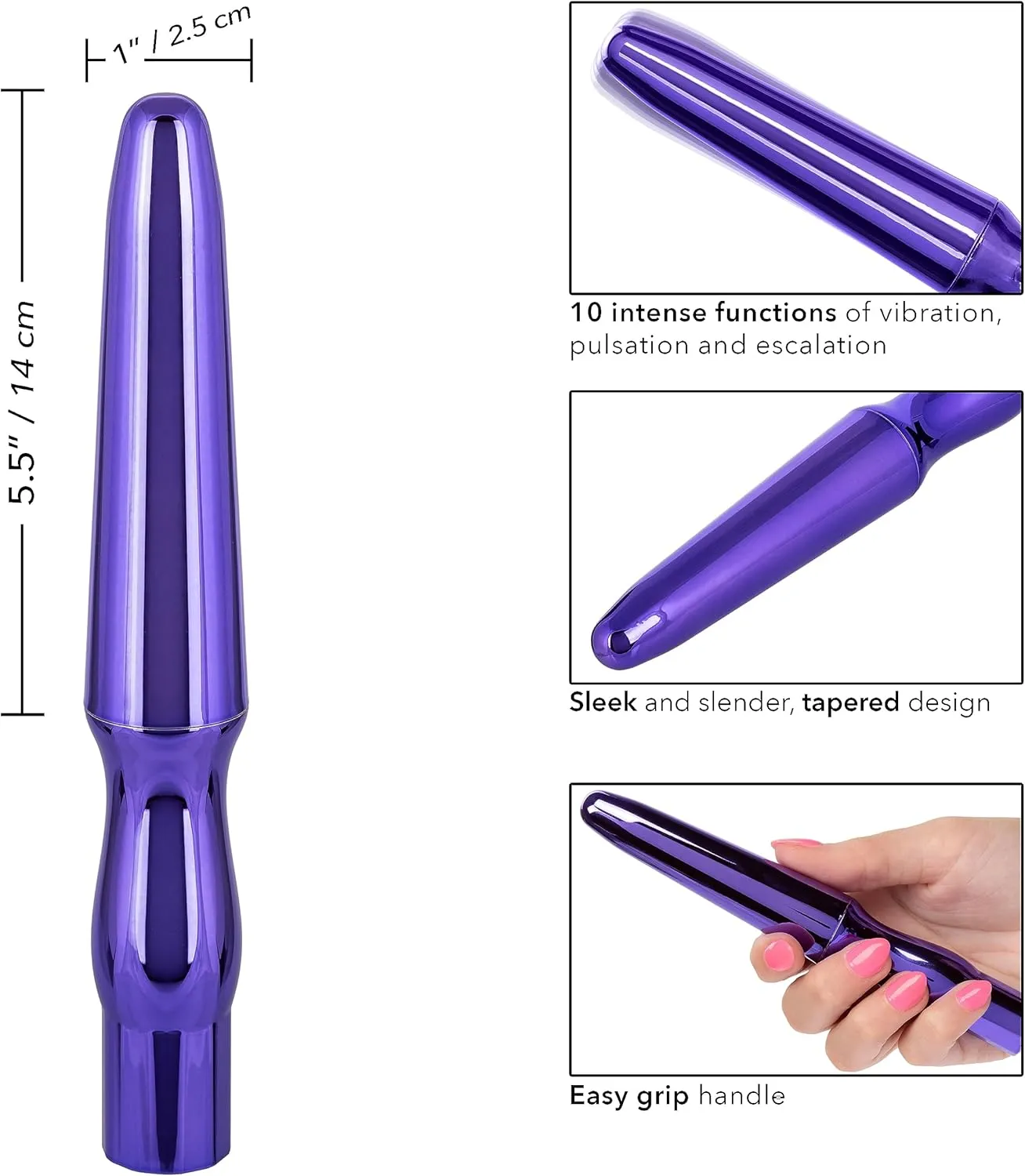 Calexotics Waterproof Anal Probe | Purple | 10 Intense Functions | USB