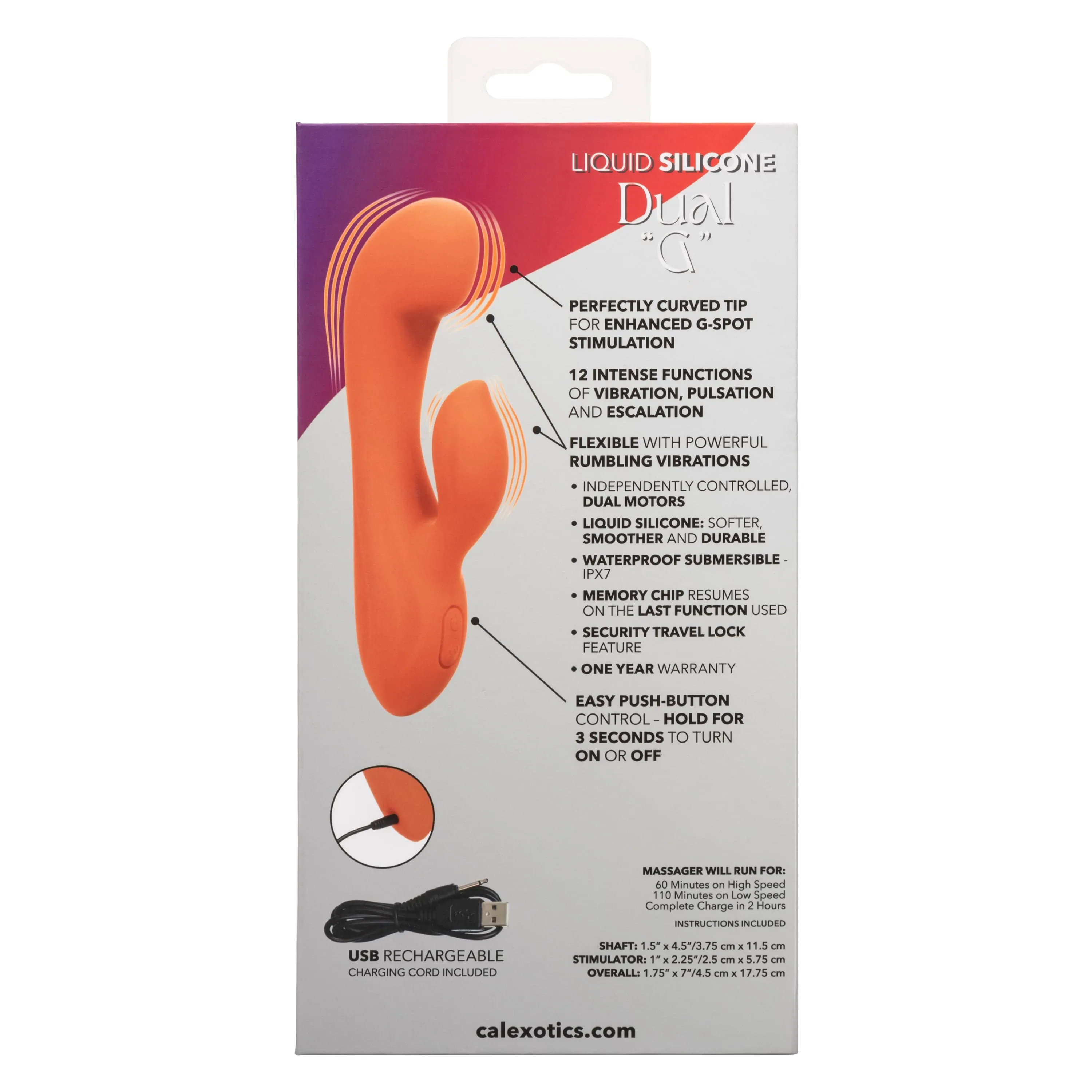 California Exotics - Stella Liquid Silicone Dual G Rabbit Vibrator (Orange)