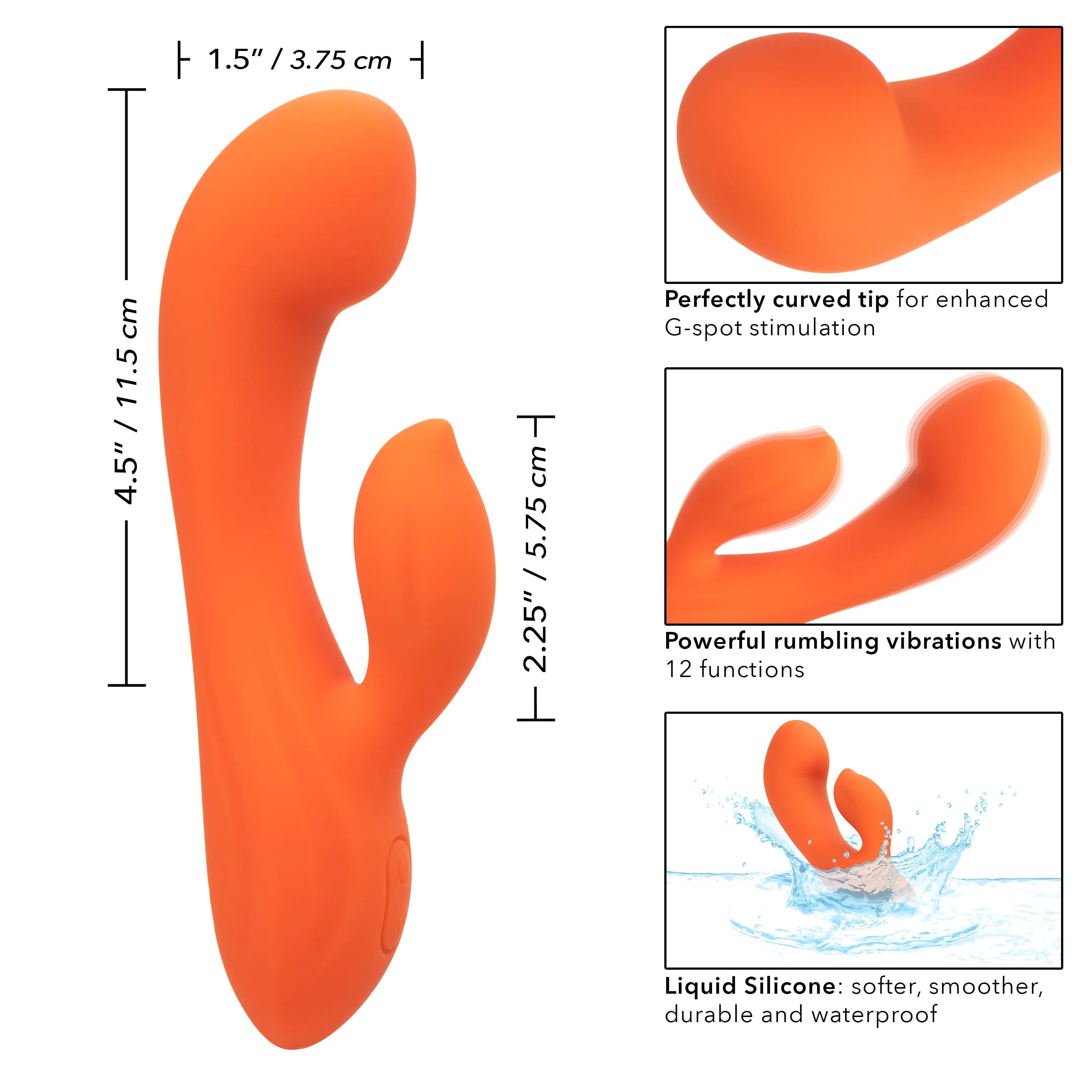 California Exotics - Stella Liquid Silicone Dual G Rabbit Vibrator (Orange)