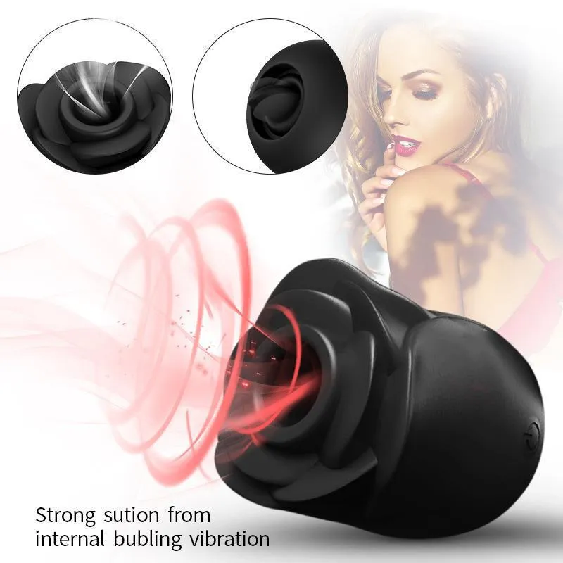 Clit Sucking Tongue Licking Rose Toy - Double End Nipple Clitoral Vibrator