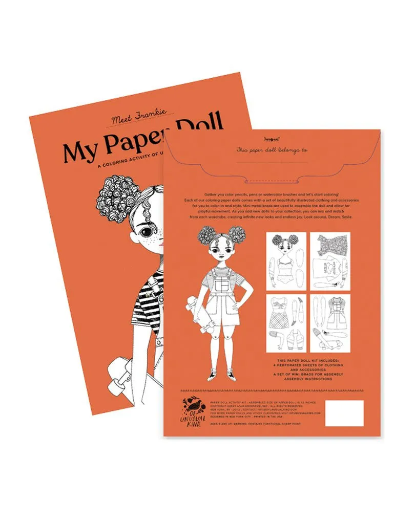 Coloring Paper Doll kit Frankie