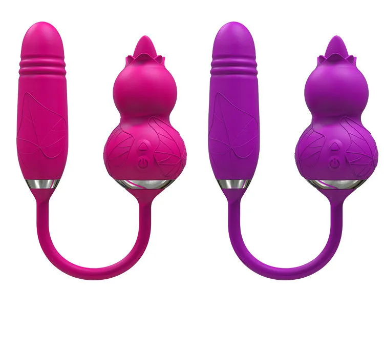 Double End Thrusting Anal Dildo Clit Stimulator - Realistic Gourd Silicone Female Sex Toys Gift