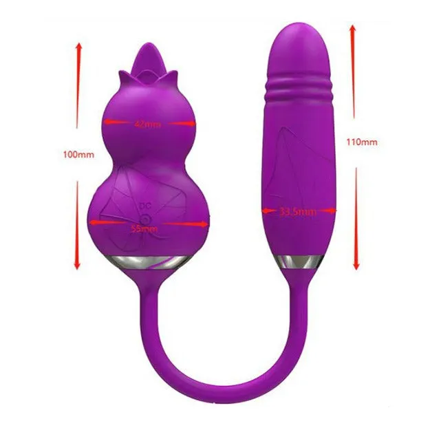 Double End Thrusting Anal Dildo Clit Stimulator - Realistic Gourd Silicone Female Sex Toys Gift
