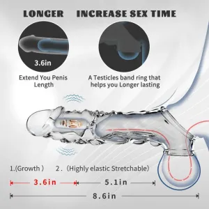 Dragon Root Cock Extender | Extra Length 3.6 | Silicone Stretch | Climax Delay