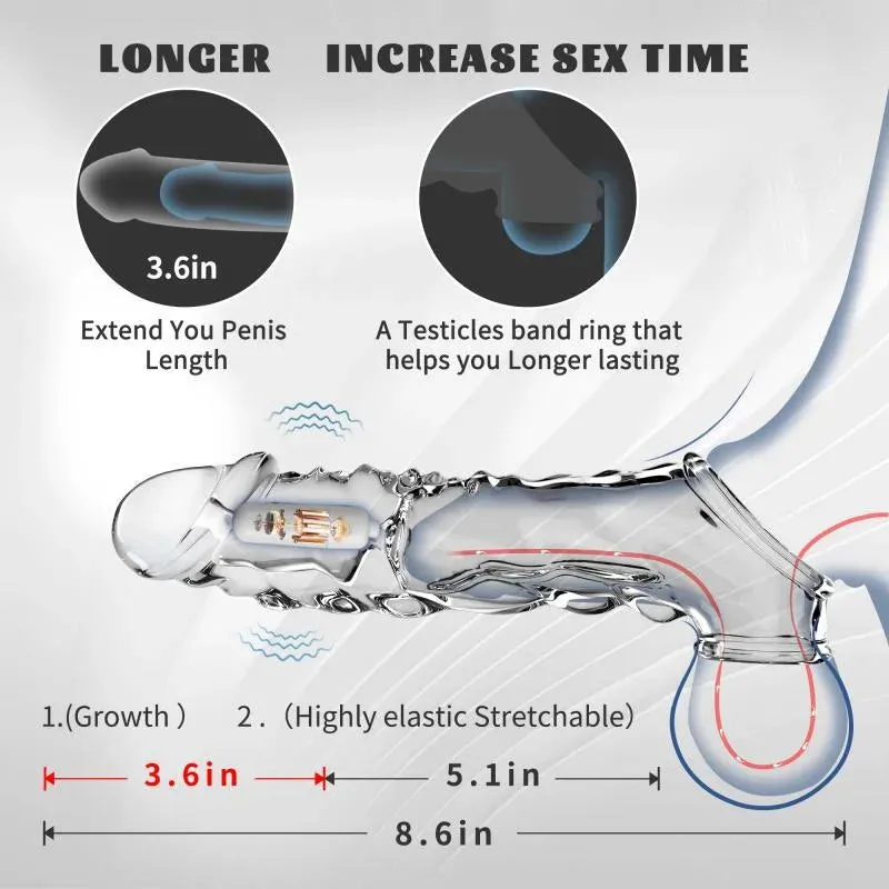 Dragon Root Cock Extender | Extra Length 3.6 | Silicone Stretch | Climax Delay