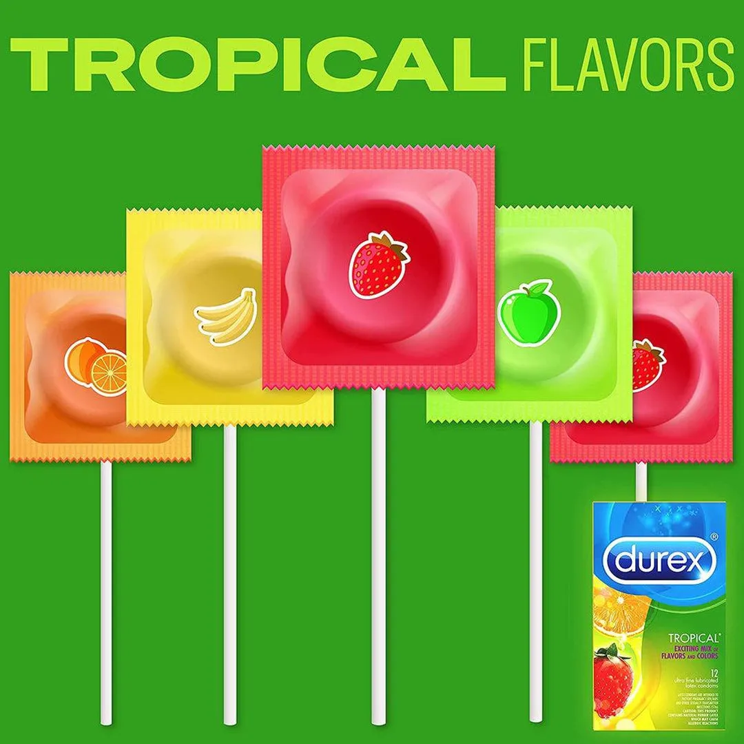 Durex Tropical Close Fit Flavored Condoms 🍓 🍌 🍎 🍊
