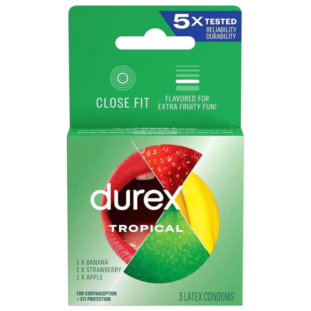 Durex Tropical Close Fit Flavored Condoms 🍓 🍌 🍎 🍊