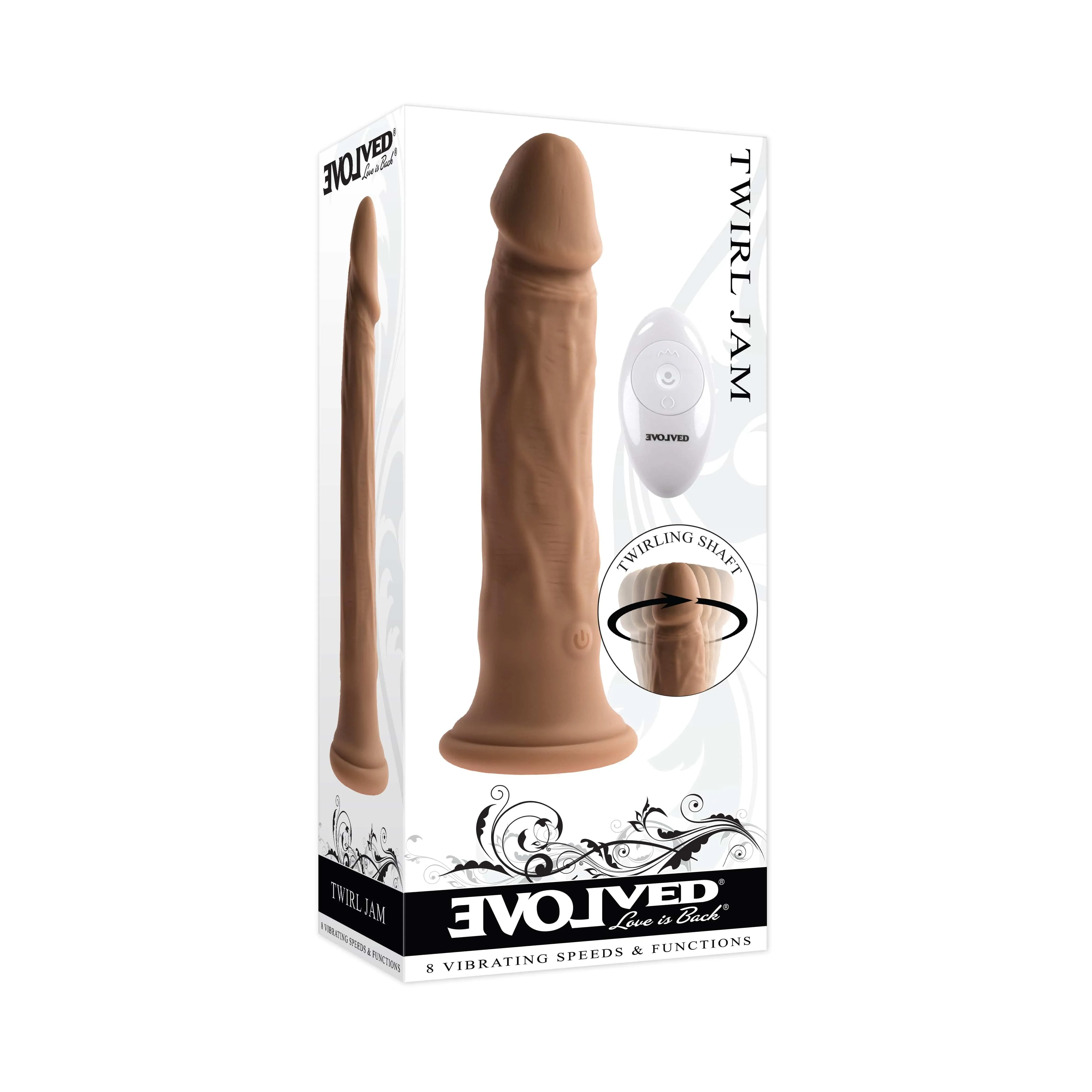 Evolved - Twirl Jam Remote Vibrating Realistic Dildo 9.25