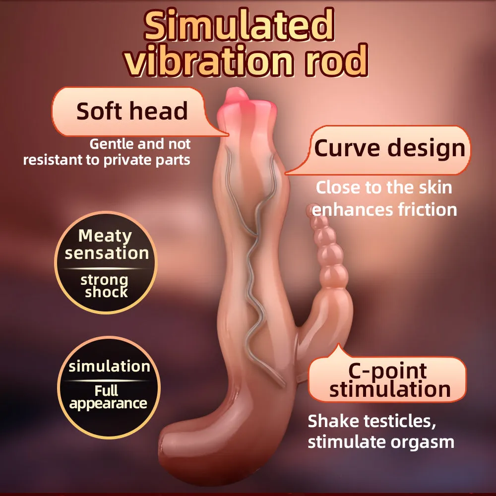 Fantasy Vibrating Dildo Anal Beads Clit Stimulator - Silicone Realistic Vibrator Sex Toys for Women
