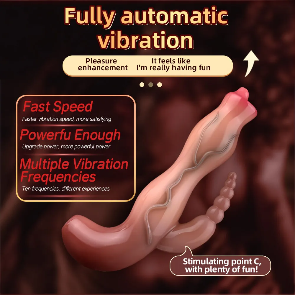 Fantasy Vibrating Dildo Anal Beads Clit Stimulator - Silicone Realistic Vibrator Sex Toys for Women