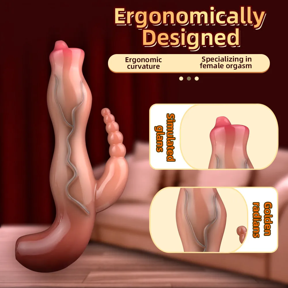 Fantasy Vibrating Dildo Anal Beads Clit Stimulator - Silicone Realistic Vibrator Sex Toys for Women