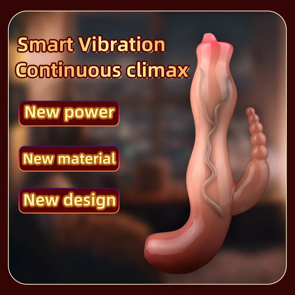 Fantasy Vibrating Dildo Anal Beads Clit Stimulator - Silicone Realistic Vibrator Sex Toys for Women