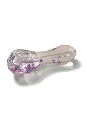 Freezable Glycerin Leaf Glitter Spoon Pipe in Purple