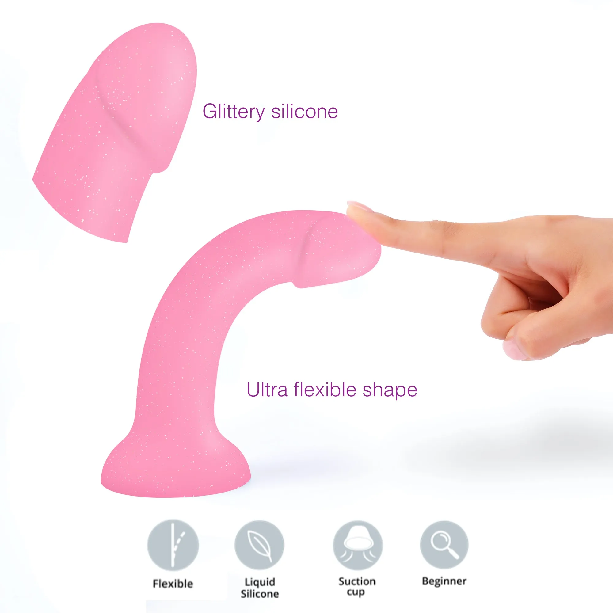 Glitzy Glow in the Dark Silicone Dildo (Damaged Box)