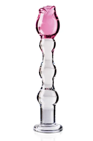 Icicles No 12 Rose Glass Dildo