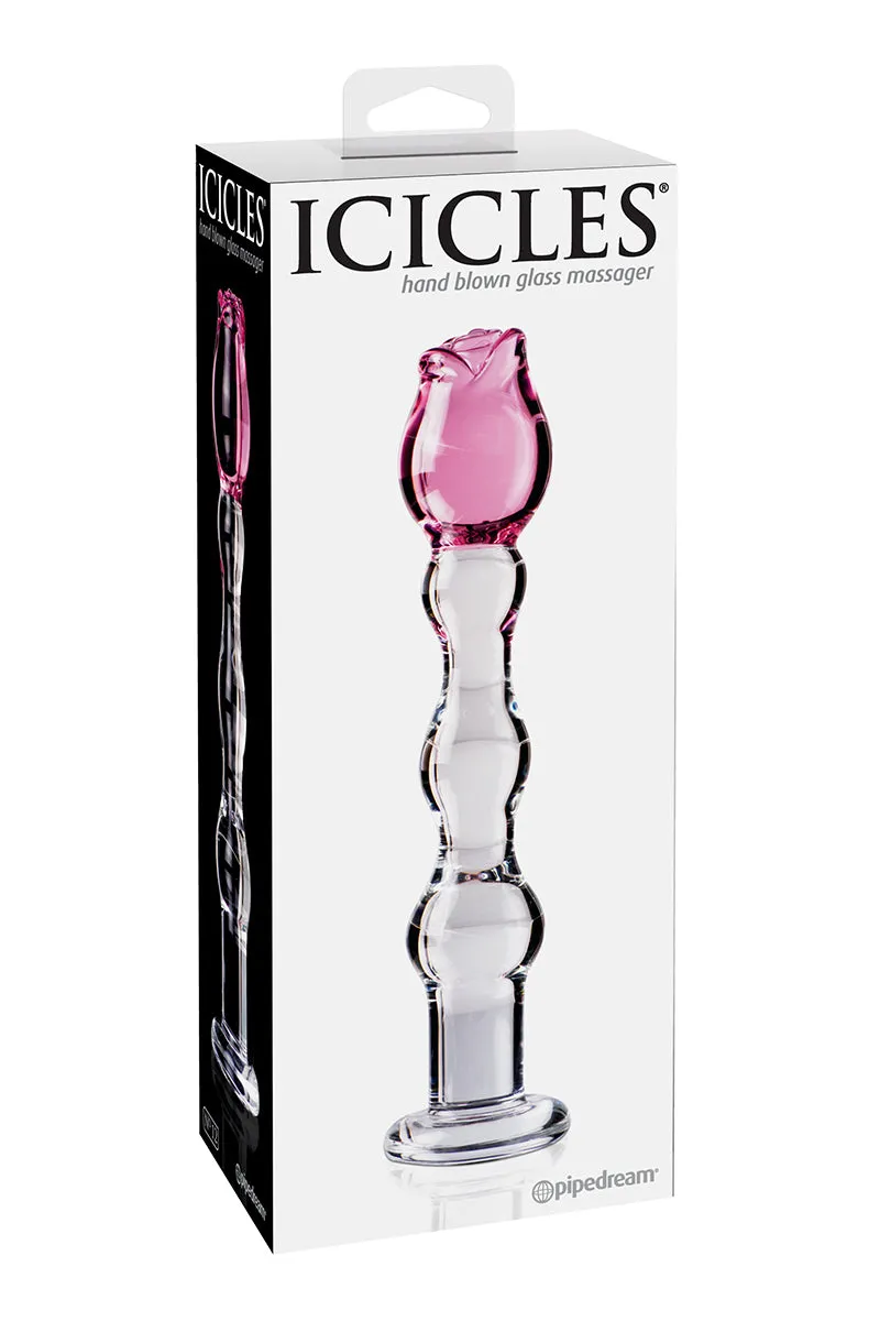 Icicles No 12 Rose Glass Dildo